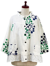 Frilled Layered Jacket - Berries Print - Natural