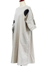 Circle Pocket Panel Dress - Solid/Ume Branch Print - Light Grey