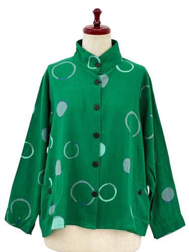 Circle Pocket Jacket - Multi Circles Print - Green