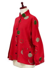 Circle Pocket Jacket - Multi Circles Print - Red