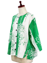 Tuck Sleeve Jacket - Ruscus Print - Natural/Green