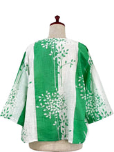 Tuck Sleeve Jacket - Ruscus Print - Natural/Green
