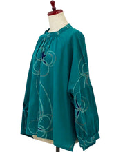Smock Pullover - Pen Flower Print - Green