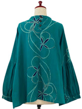 Smock Pullover - Pen Flower Print - Green