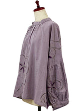 Smock Pullover - Pen Flower Print - Light Purple