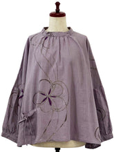 Smock Pullover - Pen Flower Print - Light Purple