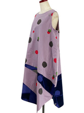 Asymmetrical Layered Jumper - Colorful Dots/Geometric Plants Print - Purple