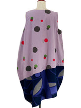 Asymmetrical Layered Jumper - Colorful Dots/Geometric Plants Print - Purple