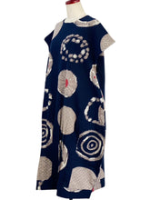Tuck Dress - Multi Rings Print - Dark Blue