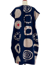 Tuck Dress - Multi Rings Print - Dark Blue
