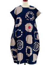 Tuck Dress - Multi Rings Print - Dark Blue