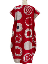 Tuck Dress - Multi Rings Print - Red