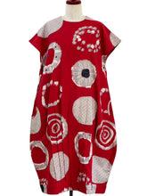 Tuck Dress - Multi Rings Print - Red