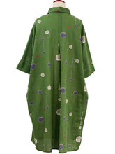 Collared Dress - Drops Print - Green