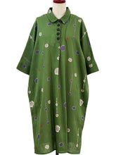 Collared Dress - Drops Print - Green