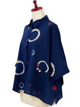 Tab Pocket Crop Jacket - Multi Textile Ring Print - Dark Blue