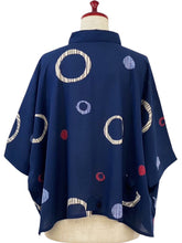 Tab Pocket Crop Jacket - Multi Textile Ring Print - Dark Blue