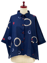 Tab Pocket Crop Jacket - Multi Textile Ring Print - Dark Blue