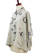 Tab Pocket Crop Jacket - Multi Textile Ring Print - Light Grey