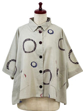Tab Pocket Crop Jacket - Multi Textile Ring Print - Light Grey