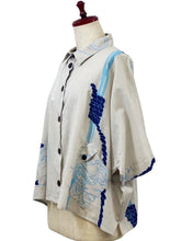 Tab Pocket Crop Jacket - Sea Bream Print - Light Grey