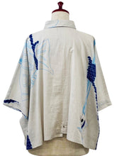Tab Pocket Crop Jacket - Sea Bream Print - Light Grey