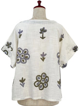 Circle Patch Top - Bloom Print - Natural