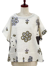 Circle Patch Top - Bloom Print - Natural