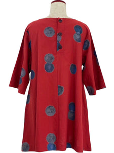 Simple Tunic - Watercolor Circles Print - Red