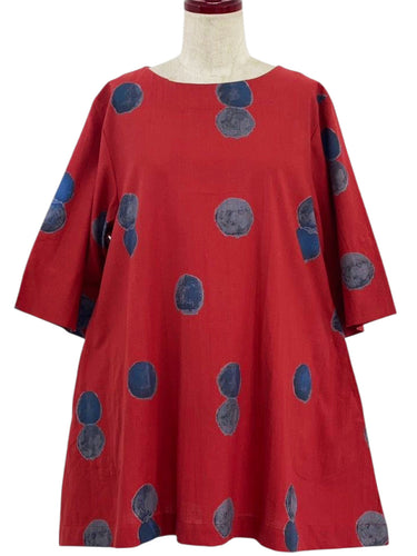 Simple Tunic - Watercolor Circles Print - Red