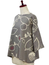 Back Button Pullover - Fruits Vine Print - Grey