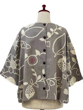 Back Button Pullover - Fruits Vine Print - Grey