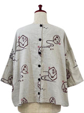 Back Button Pullover - Fuji Print - Light Grey