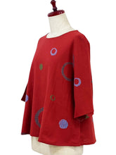 Crop Pullover - Multi Textile Ring Print - Red