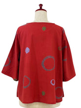 Crop Pullover - Multi Textile Ring Print - Red