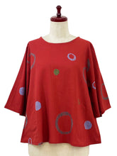 Crop Pullover - Multi Textile Ring Print - Red