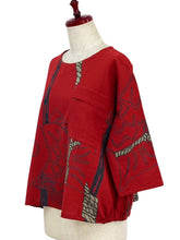 Gathered Pullover - Sea Bream Print - Red