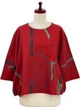 Gathered Pullover - Sea Bream Print - Red