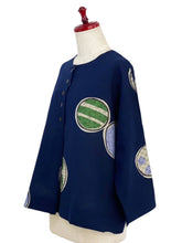Half Button Pullover - Marbles Print - Dark Blue