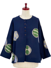 Half Button Pullover - Marbles Print - Dark Blue