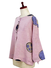 Half Button Pullover - Marbles Print - Pink