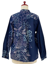 Pintuck Jacket - Lily Print - Dark Blue