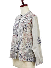 Pintuck Jacket - Lily Print - Light Grey