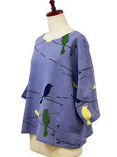 Crop Pullover - Perched Print - Purple