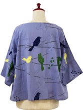 Crop Pullover - Perched Print - Purple
