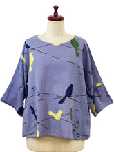 Crop Pullover - Perched Print - Purple
