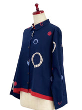 Layered Jacket - Multi Textile Ring Print - Dark Blue