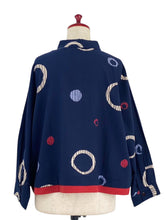 Layered Jacket - Multi Textile Ring Print - Dark Blue