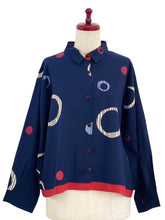 Layered Jacket - Multi Textile Ring Print - Dark Blue