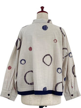 Layered Jacket - Multi Textile Ring Print - Light Grey